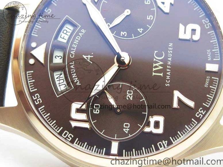 MIROTIME 0510 Popular Big Pilot Real PR IW502706 RG YLF 1:1 Best Edition Brown Dial On Calfskin Strap A 7223